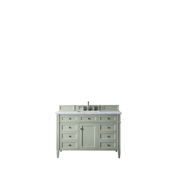James Martin Vanities Brittany 48in Single Vanity, Sage Green w/ 3 CM Eternal Jasmine Pearl Quartz Top 650-V48-SGR-3EJP - main